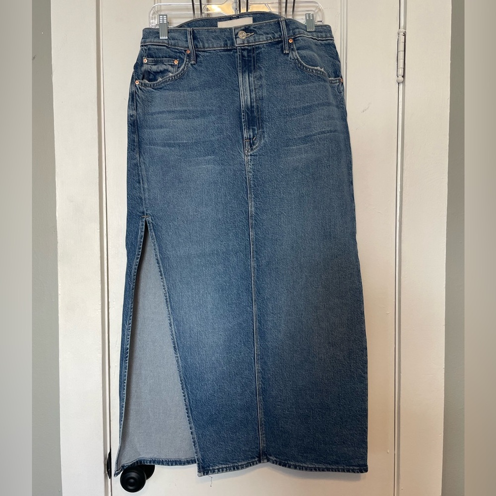 MOTHER Blue Denim Midi Skirt